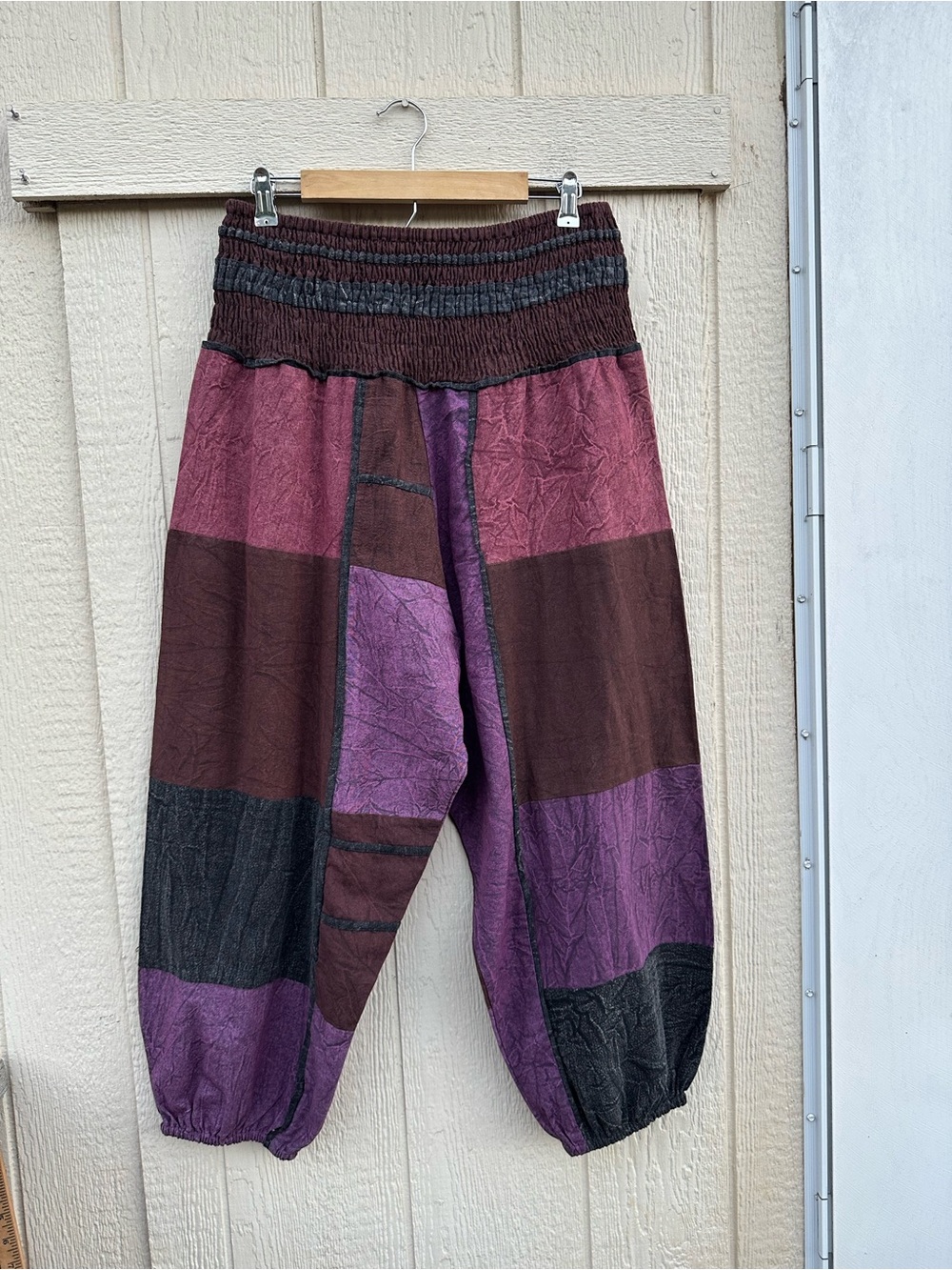 EARTHBOUND Patchwork Track Pants in Purple, Maroon, Black